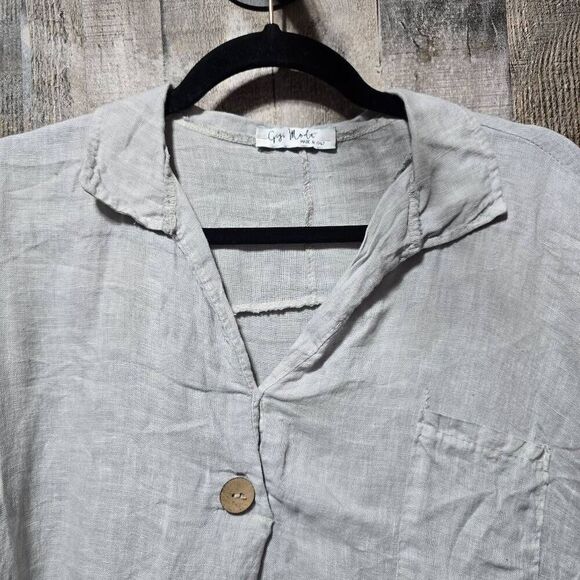Gigi Moda Grey Linen Top - Picture 2 of 5